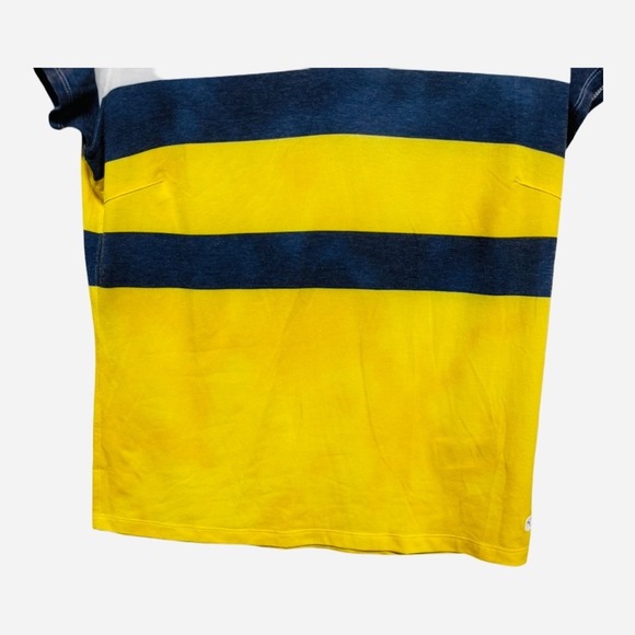 Puma Tie Dye Yellow Blue Striped VNeck TShirt Short Sleeve Size Large - Picture 3 of 6